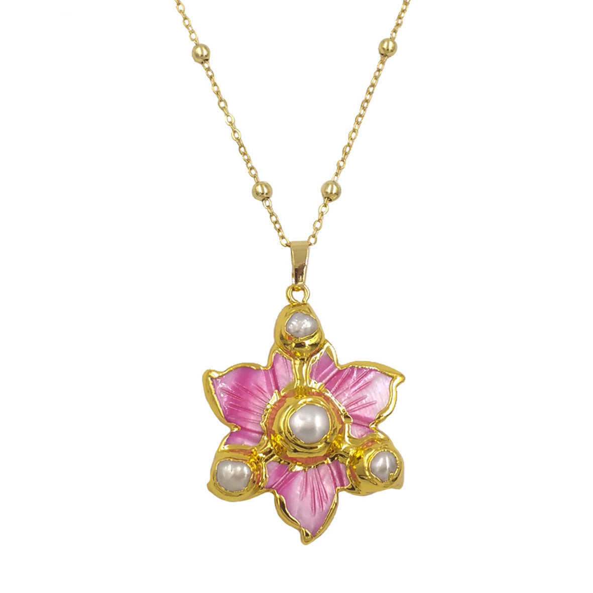 Floral Multicolor Shell & Pearl Inlay Necklace | Layered Women’s Jewelry