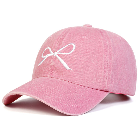 Trendy Women’s Bow Embroidery Baseball Hat – Casual Sun Protection Cap