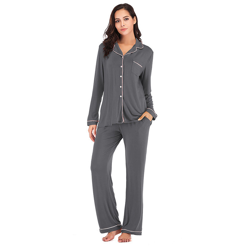2025 Fall Winter Women’s Loungewear Set | Comfortable Modal Long Sleeve Top & Pants Pajamas