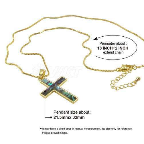 Natural Abalone Shell Shiny Powder White Shell Cross Pendant Necklace - Unique Couple's Jewelry