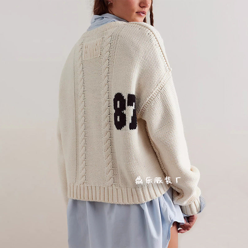 Autumn and winter long-sleeved digital pullover loose sweater