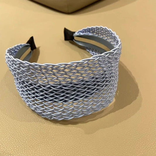 Women’s Wide Braided Straw Headband – Hollow Woven Hair Accessory