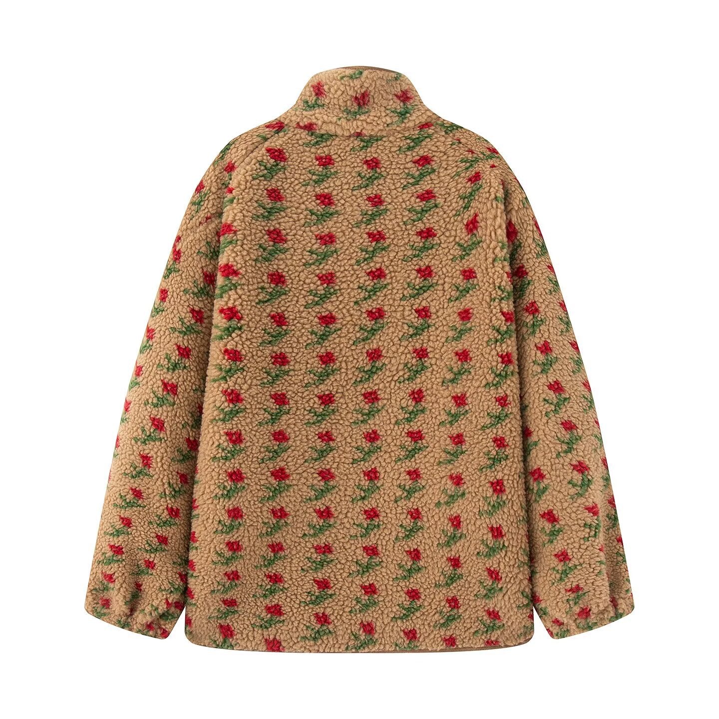 Autumn Winter 2025 Women’s Floral Lambswool Pullover – Loose Cozy Sweatshirt