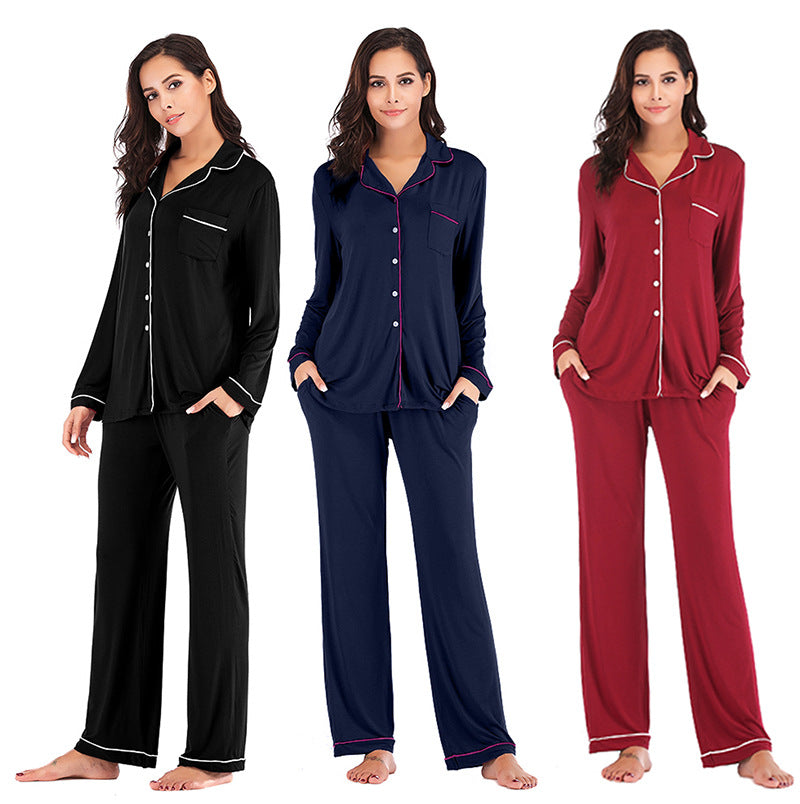 2025 Fall Winter Women’s Loungewear Set | Comfortable Modal Long Sleeve Top & Pants Pajamas