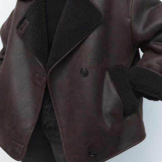 Women’s Shearling Jacket | Oversized Double-Sided Suede Coat · Thick Warm Winter Streetwear