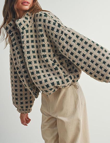 2025 Women’s Lamb Wool Plaid Jacket | Fashionable & Casual Loose-Fit Coat