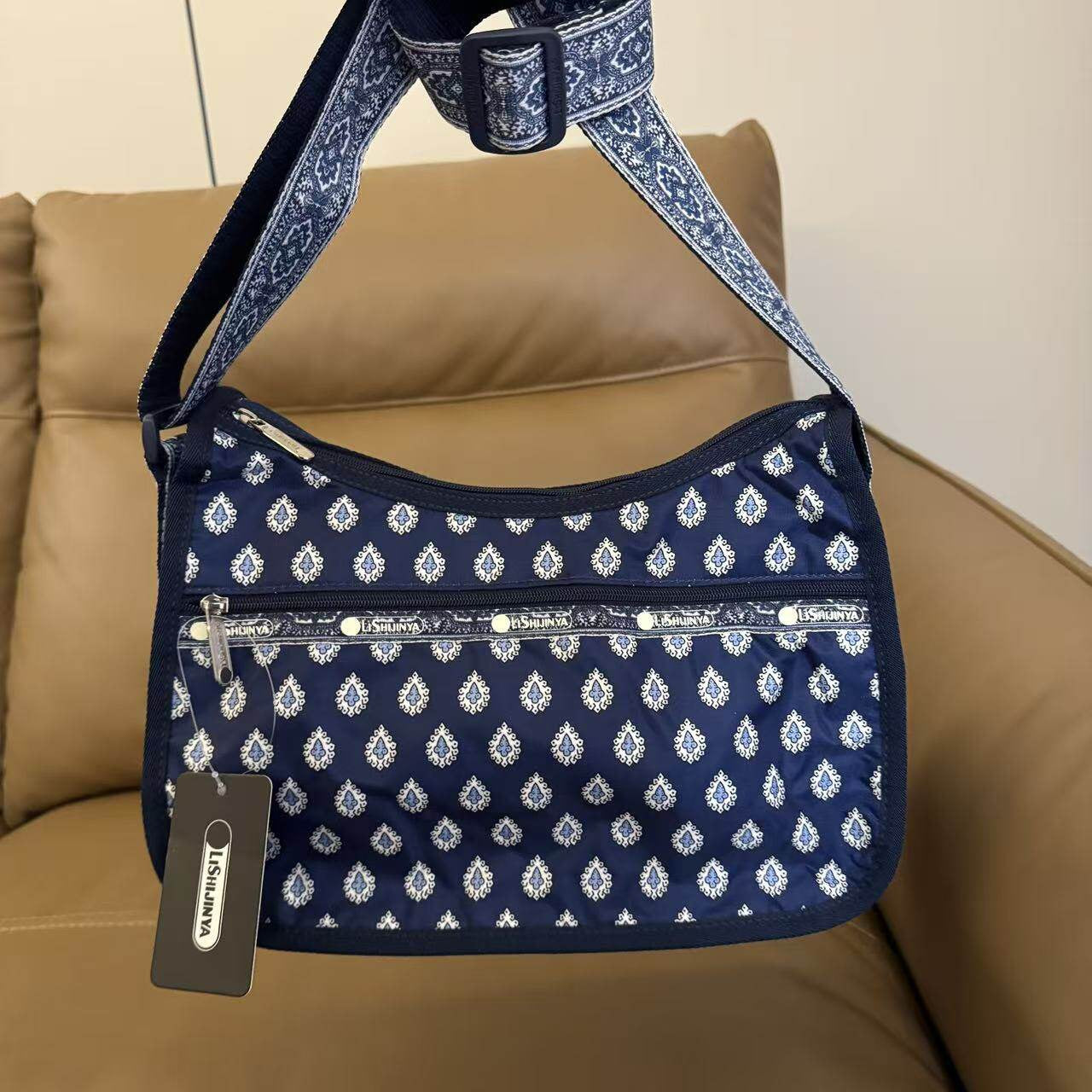 Cartoon crossbody bag multi-compartment crossbody bag nylon water-repellent letter bag 7520 size 30/22/13