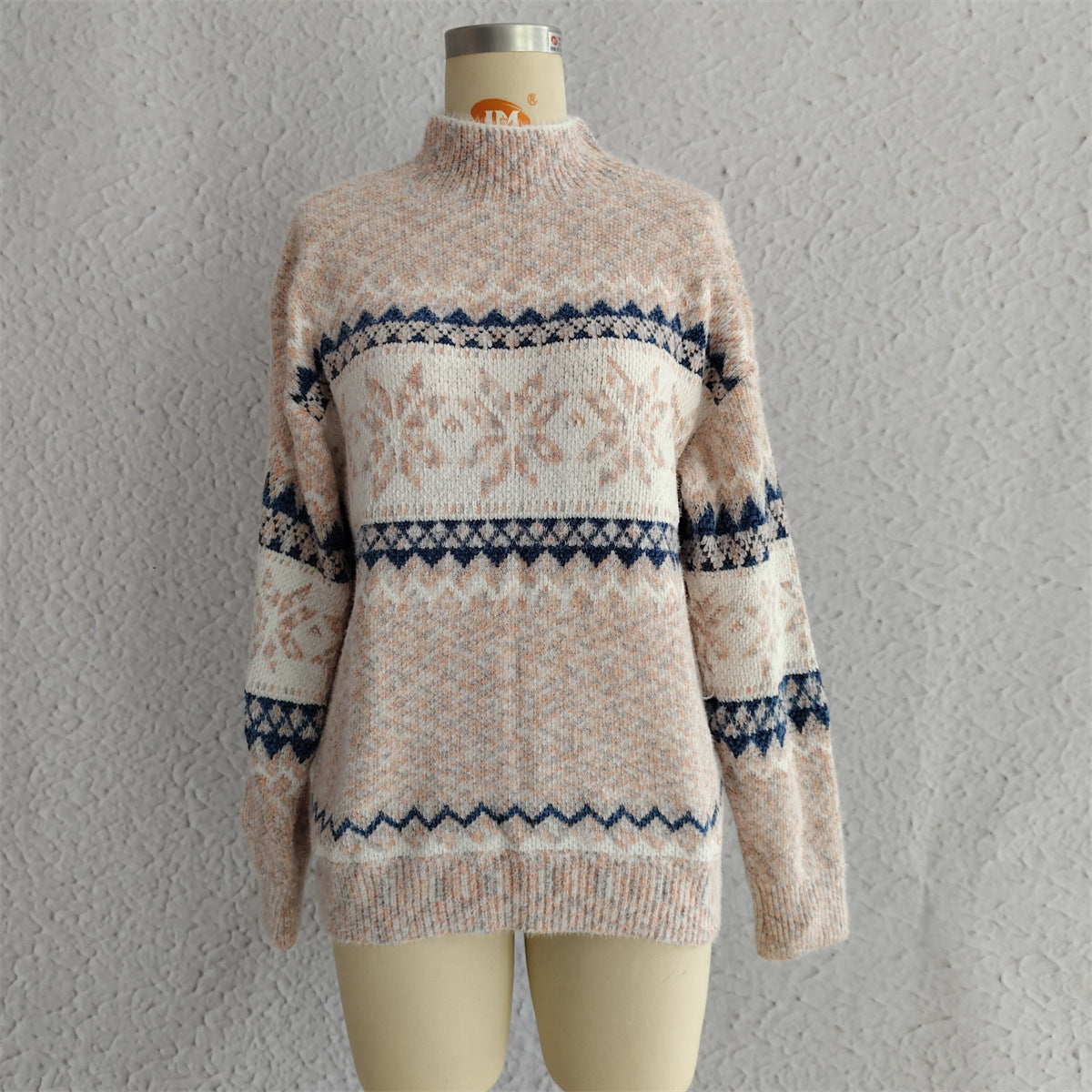 Autumn Winter 2025 Women’s Christmas Snowflake Chenille Sweater – Semi-Turtleneck Knit Pullover