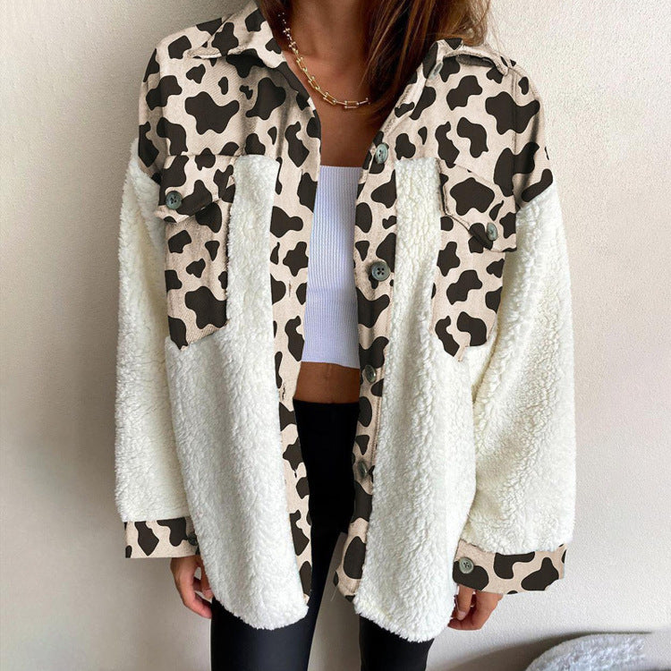 Women’s Fluffy Plaid Shirt Jacket | Single-Breasted Sweatshirt Cardigan SF