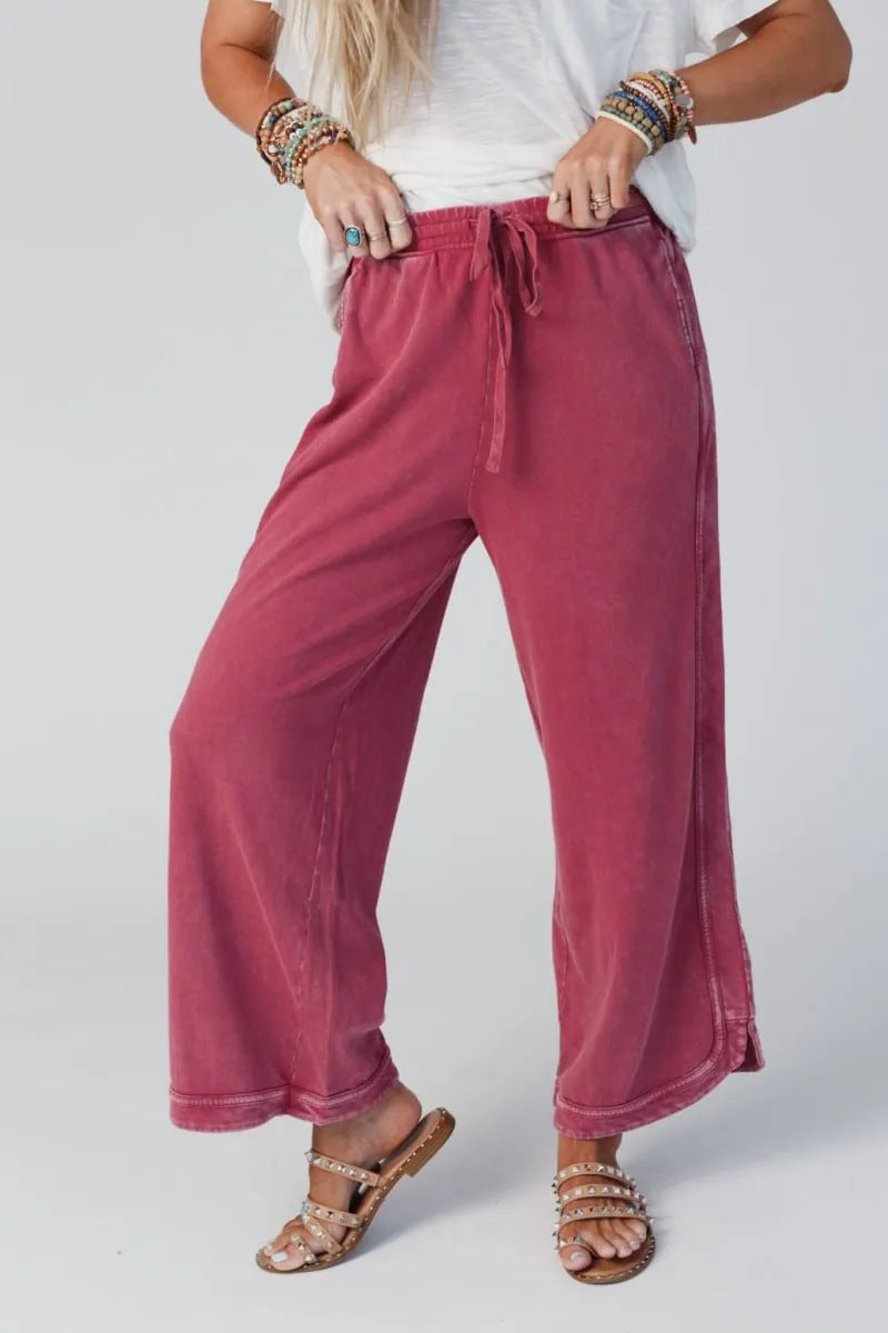 2025 Vintage Washed Casual Drawstring Pants | Women’s Retro Relaxed Fit Trousers