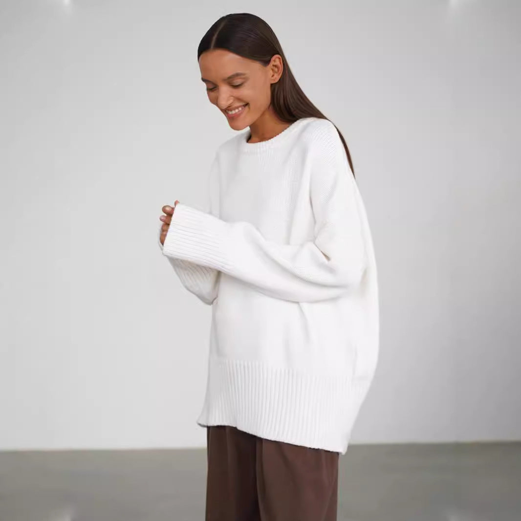 2025 Fall & Winter New Solid Color Crew Neck Sweater | Casual & Versatile Knitted Pullover for Effortless Style
