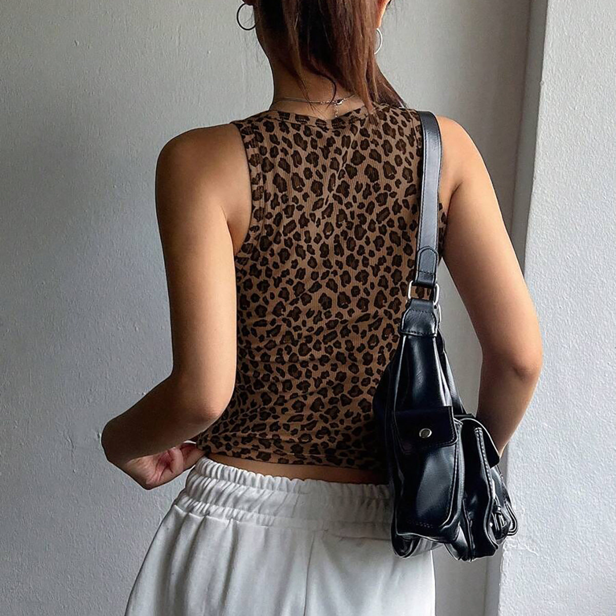 Summer 2025 Women’s Leopard Print Crop Tank – Comfortable Sleeveless Pullover Top