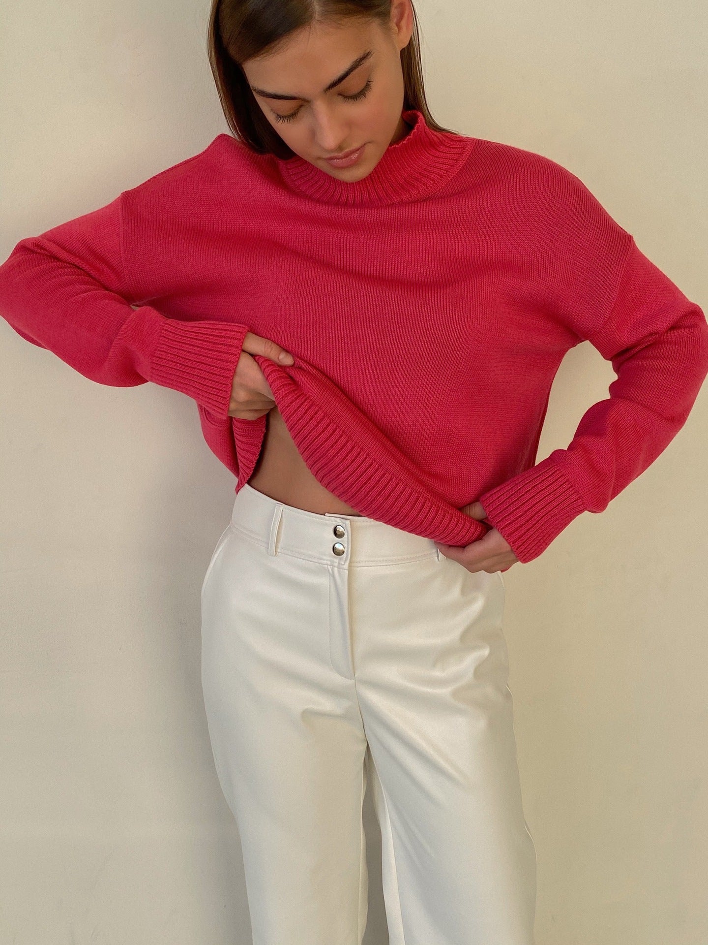 Thick Knit High Neck Sweater for Women | Fall & Winter Loose Fit Pullover