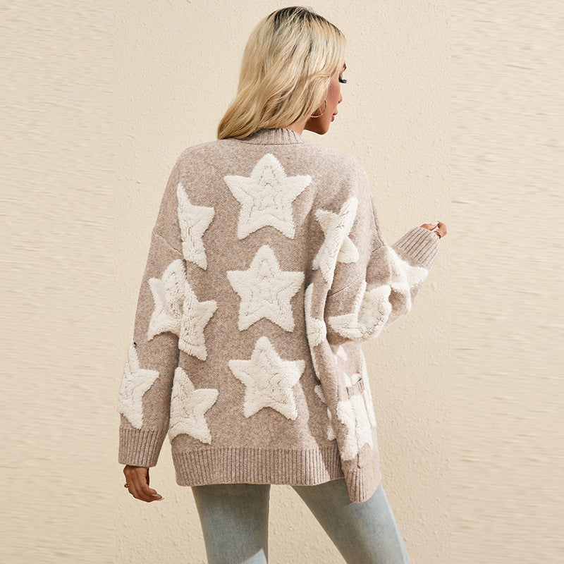 Fall New Women’s Knit Cardigan – Casual Button-Down Sweater Coat with Multi Pockets