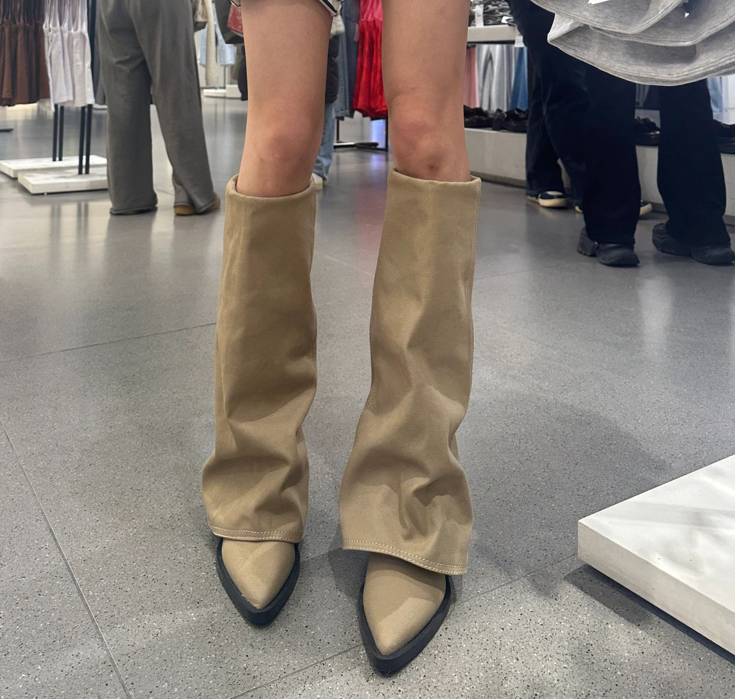 Sheepskin Leather Knee-High Boots | Chunky Heel, Wide Calf, Thick Sole, and Riding Boots Style