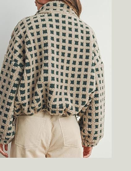 2025 Women’s Lamb Wool Plaid Jacket | Fashionable & Casual Loose-Fit Coat