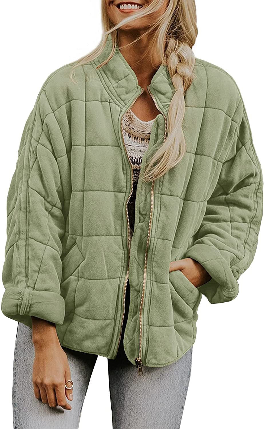 ✨ Solid Color Stand Collar Cotton Jacket for Women – Loose Fit Long Sleeve Pocket Coat