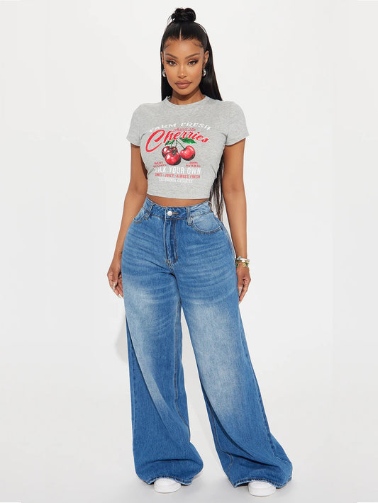 Women’s Y2K Vintage Washed Baggy Jeans | Wide-Leg Multi-Process Denim Pants