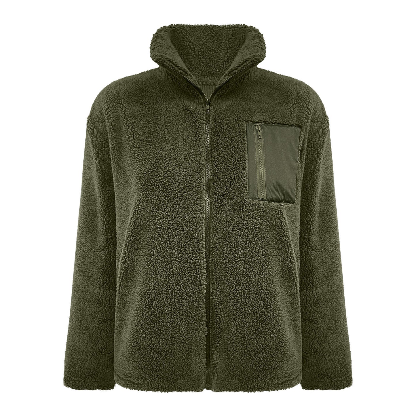 2025 New Faux Shearling Zipper Jacket | Warm & Stylish Solid Color Fleece Coat for Winter