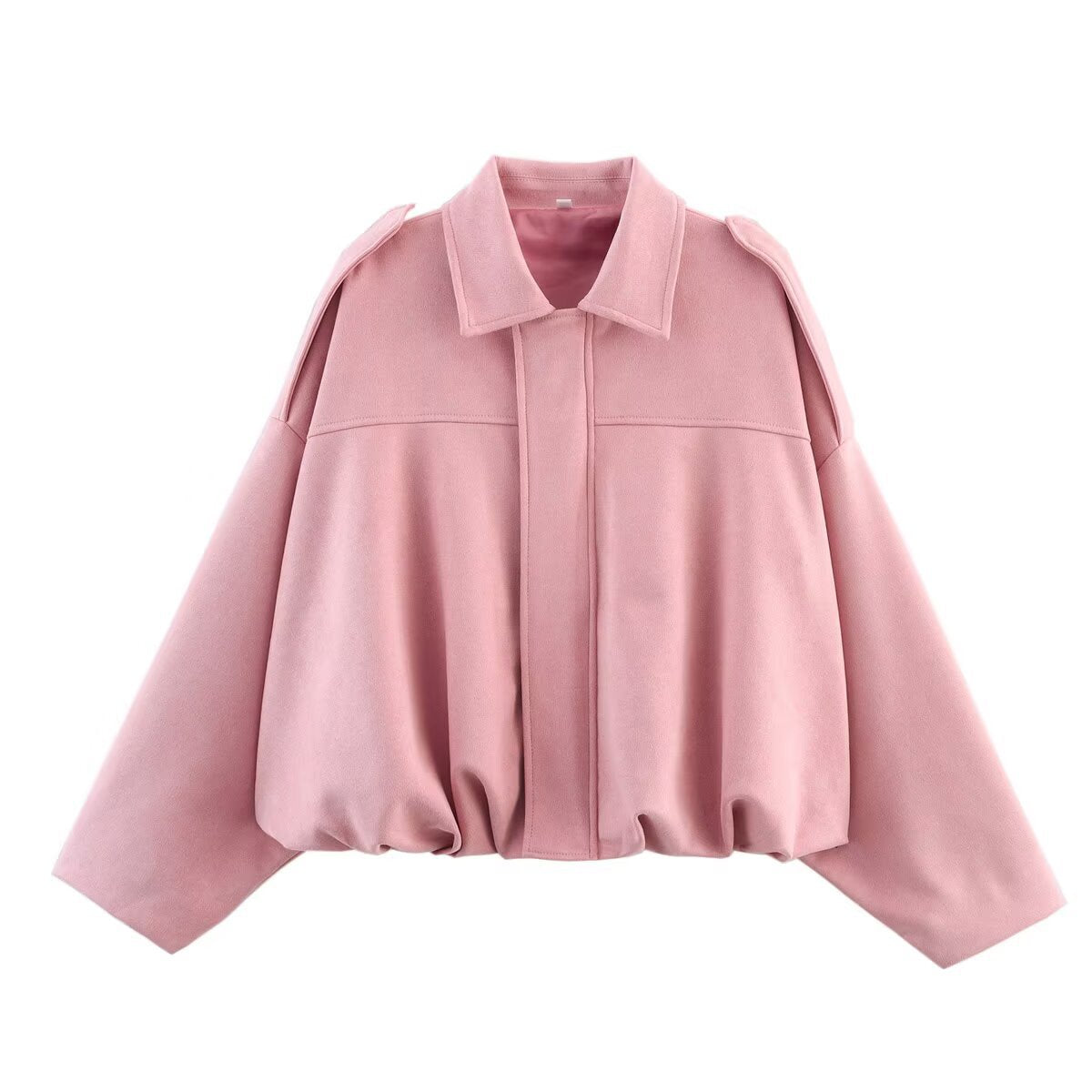 Women’s Suede-Look Bomber Jacket | Casual Turn-Down Collar Flight Jacket · Spring & Autumn