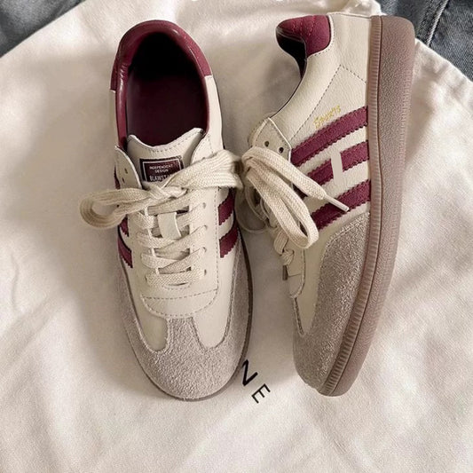 Women’s Retro Colorblock Sneakers – Raspberry Bear Classic Flat Casual Training Shoes