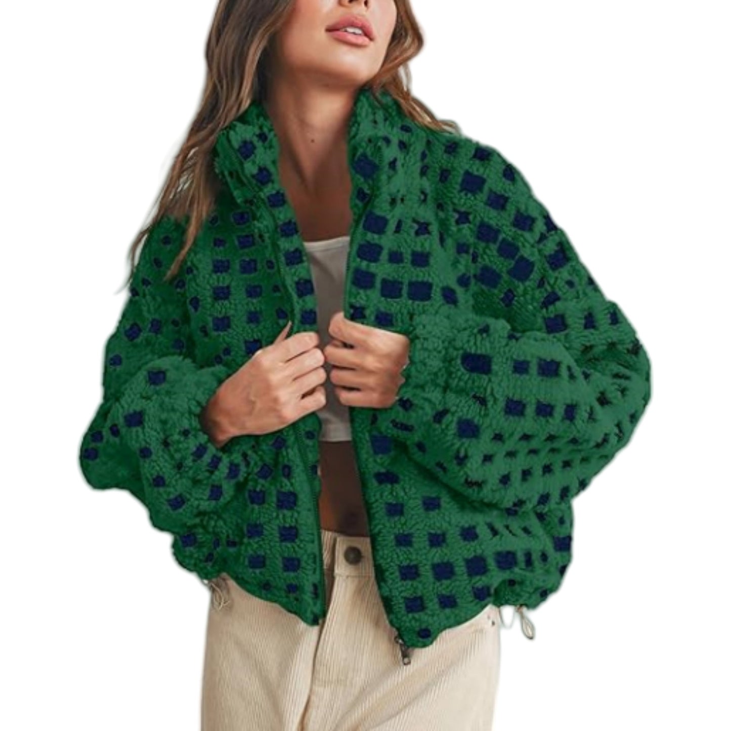 2025 Women’s Lamb Wool Plaid Jacket | Fashionable & Casual Loose-Fit Coat