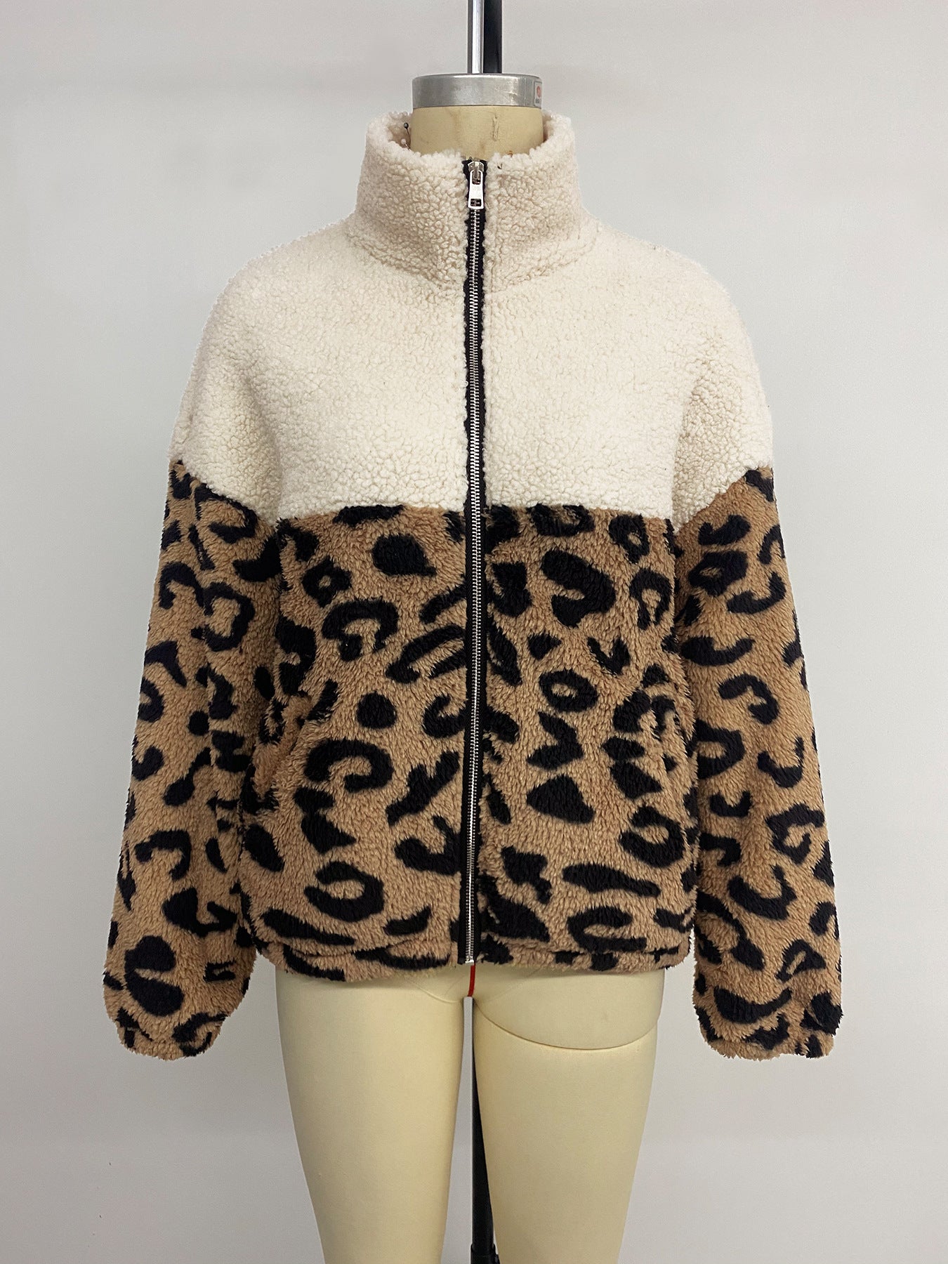 Women’s Fall & Winter Fashion Leopard Print Fleece Jacket | Casual & Versatile Lamb Wool Long Sleeve Outerwear