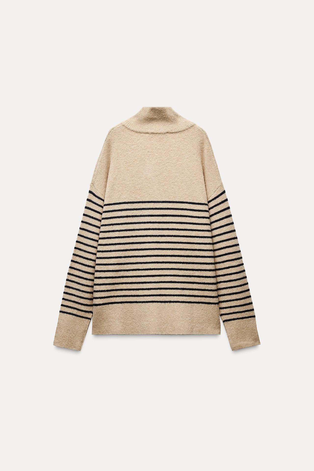 Women’s Autumn Winter Striped Knit Sweater – New Half Turtleneck Pullover Top