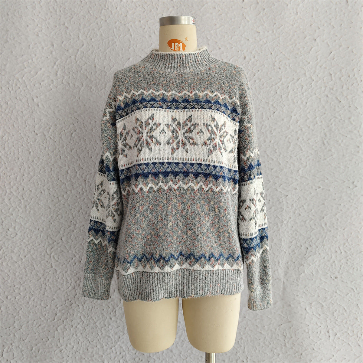 Autumn Winter 2025 Women’s Christmas Snowflake Chenille Sweater – Semi-Turtleneck Knit Pullover
