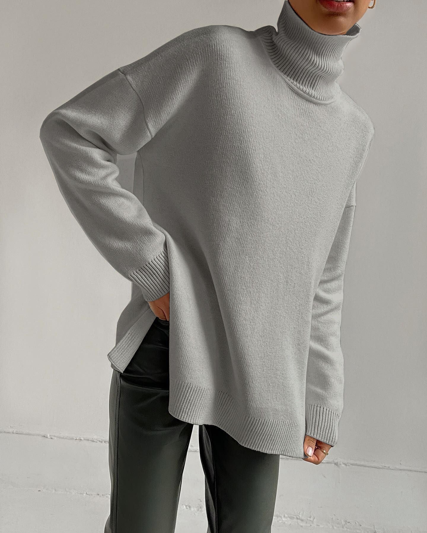 Loose Knit High Neck Sweater for Women | Fall & Winter Cozy Pullover