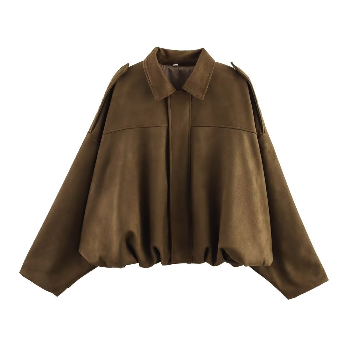 Women’s Suede-Look Bomber Jacket | Casual Turn-Down Collar Flight Jacket · Spring & Autumn