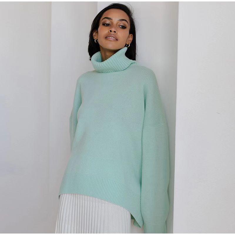 Thick Knit High Neck Sweater for Women | Fall & Winter Loose Fit Pullover