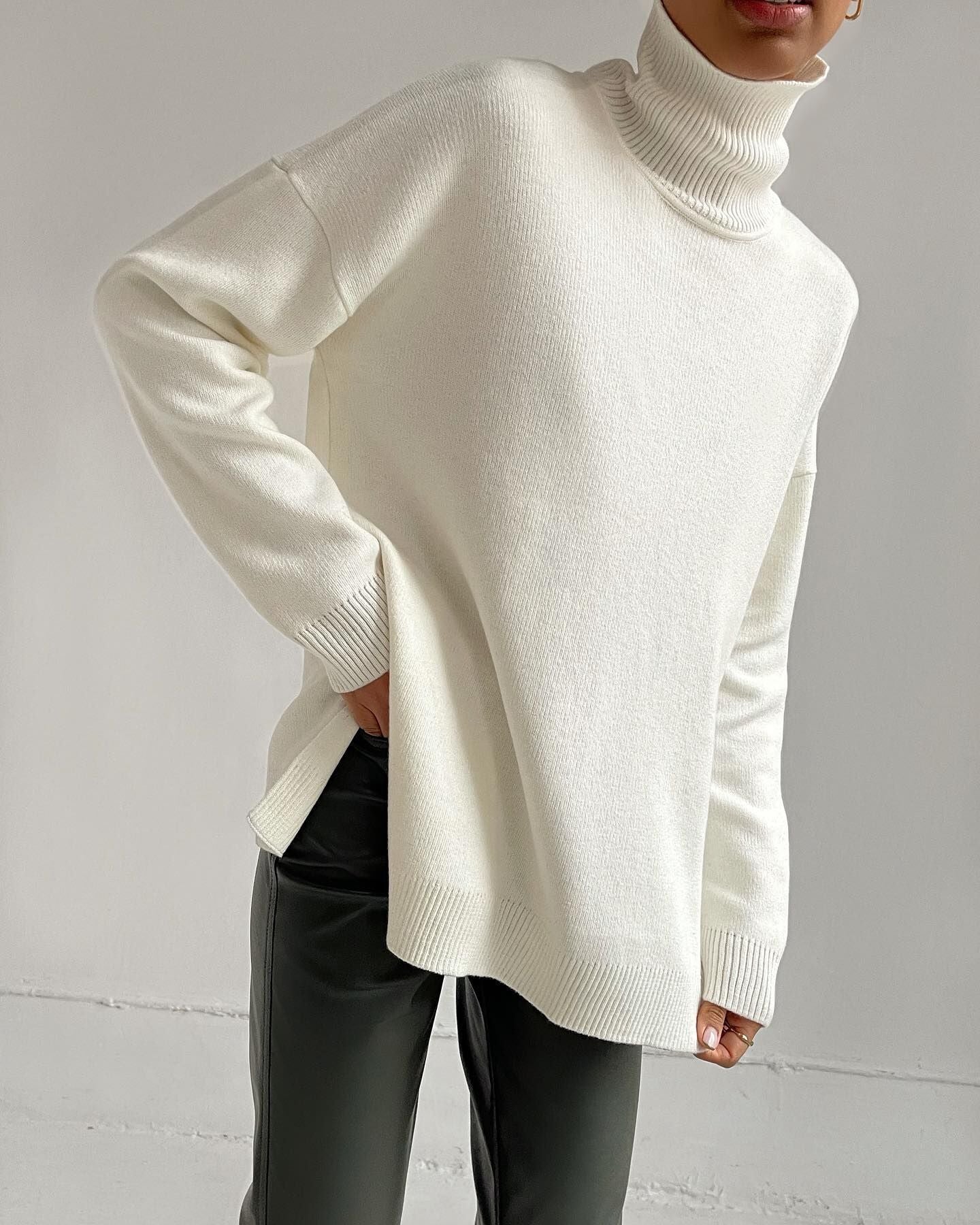 Loose Knit High Neck Sweater for Women | Fall & Winter Cozy Pullover