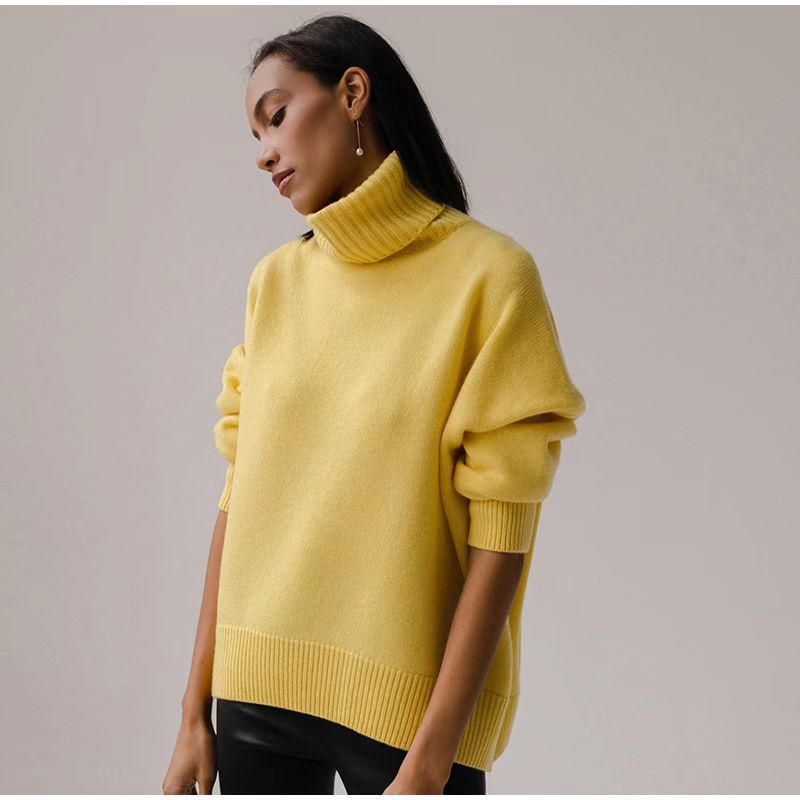 Thick Knit High Neck Sweater for Women | Fall & Winter Loose Fit Pullover