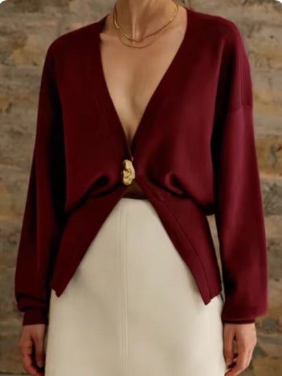 2025 V-Neck Button Knit Cardigan | Women’s Fashion Sweater Pullover