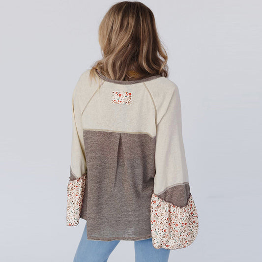 Fall New Women’s Sweatshirt – Casual Loose Pullover Long Sleeve Top with Multi-Color Print