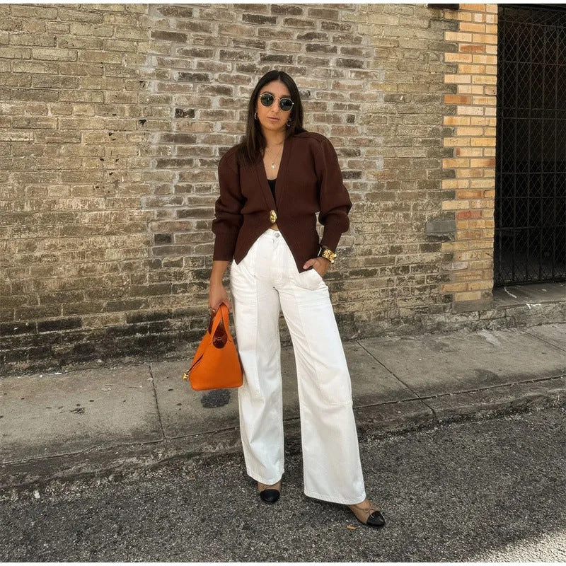 2025 V-Neck Button Knit Cardigan | Women’s Fashion Sweater Pullover