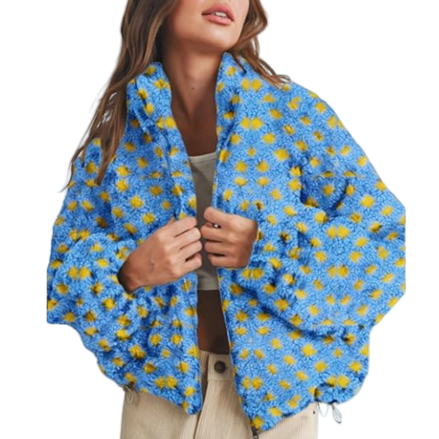 2025 Women’s Lamb Wool Plaid Jacket | Fashionable & Casual Loose-Fit Coat