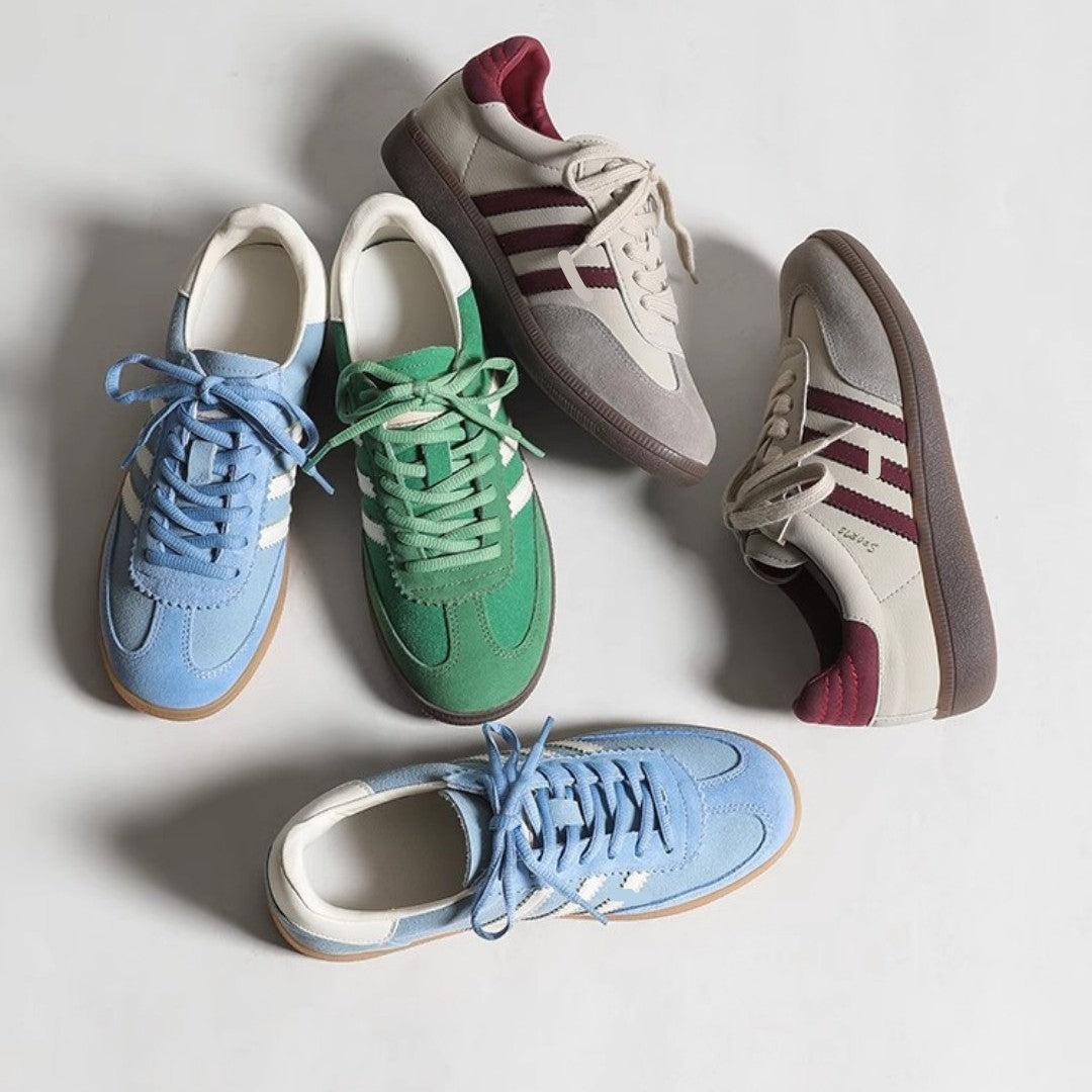 Women’s Retro Colorblock Sneakers – Raspberry Bear Classic Flat Casual Training Shoes