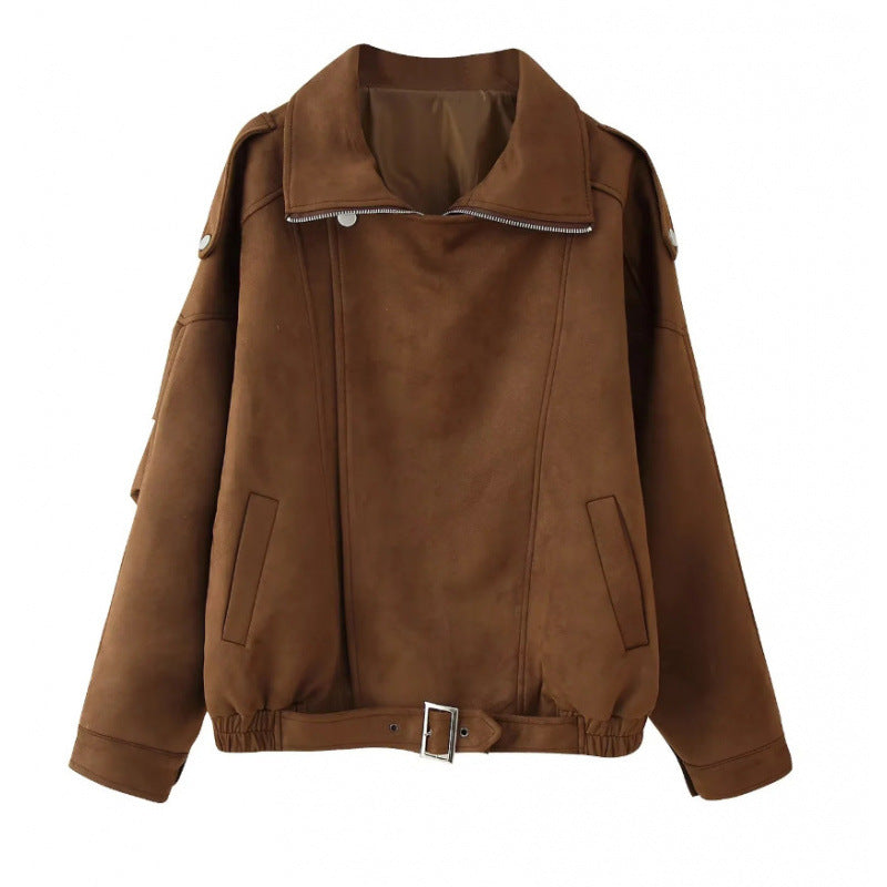 2025 Women’s Fashion Casual Biker Jacket – Short Zip-Up Outerwear