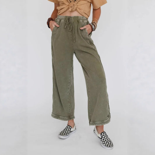 2025 Vintage Washed Casual Drawstring Pants | Women’s Retro Relaxed Fit Trousers