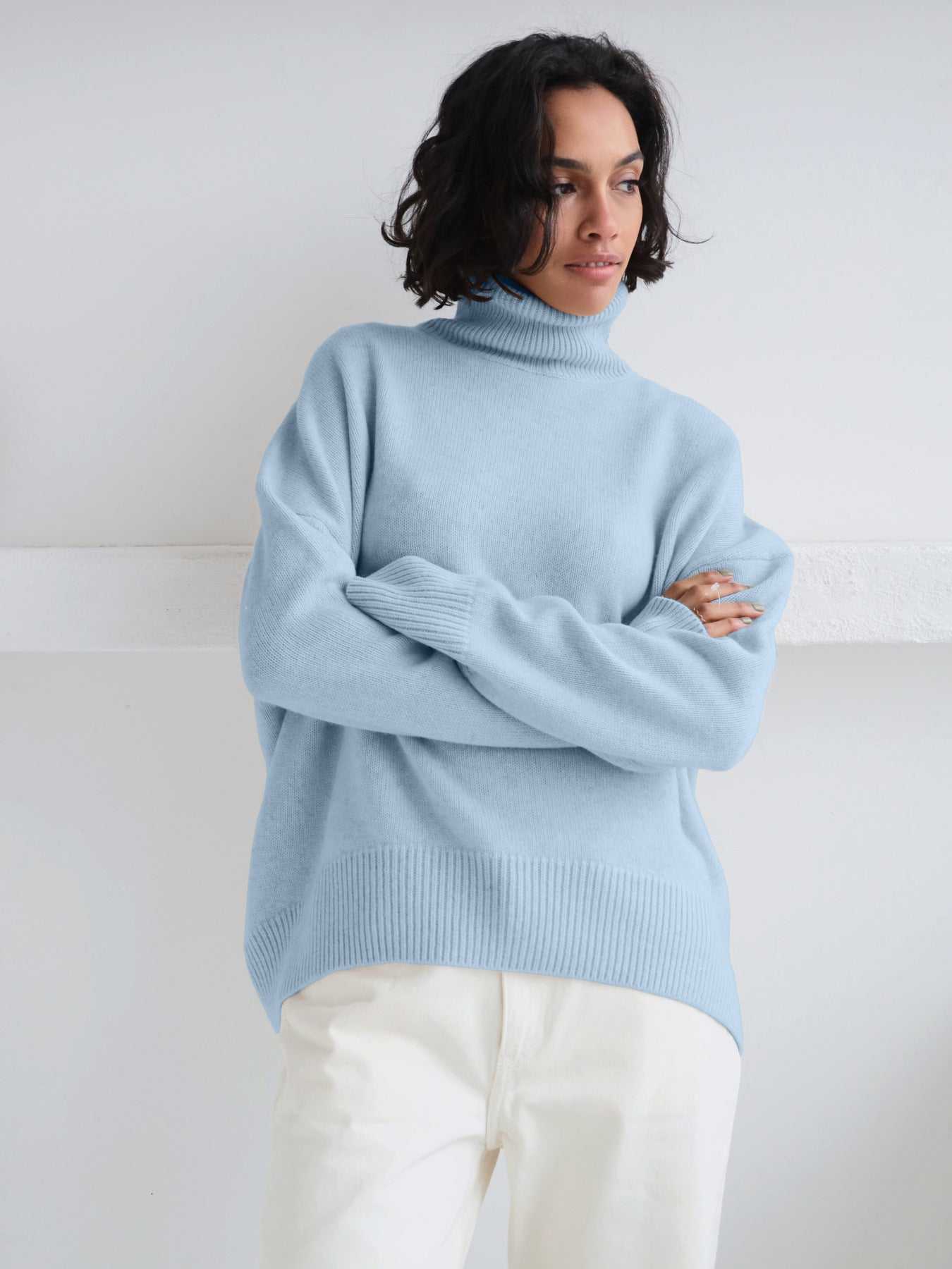 Thick Knit High Neck Sweater for Women | Fall & Winter Loose Fit Pullover