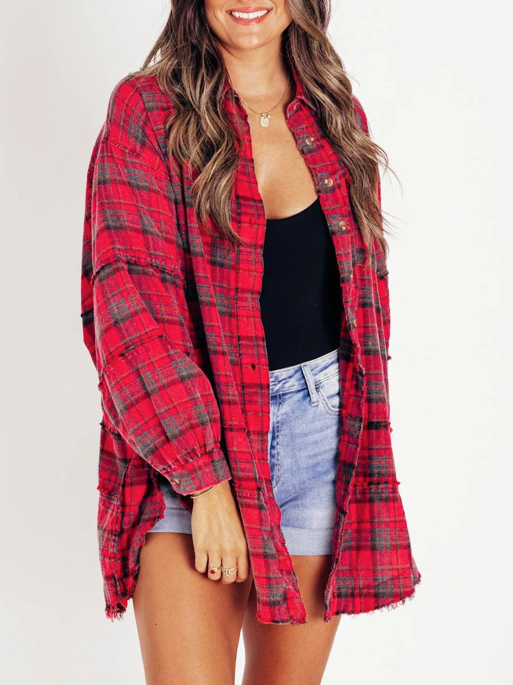 Autumn Fashion Tassel Cardigan | Loose Casual Plaid Shirt for Women