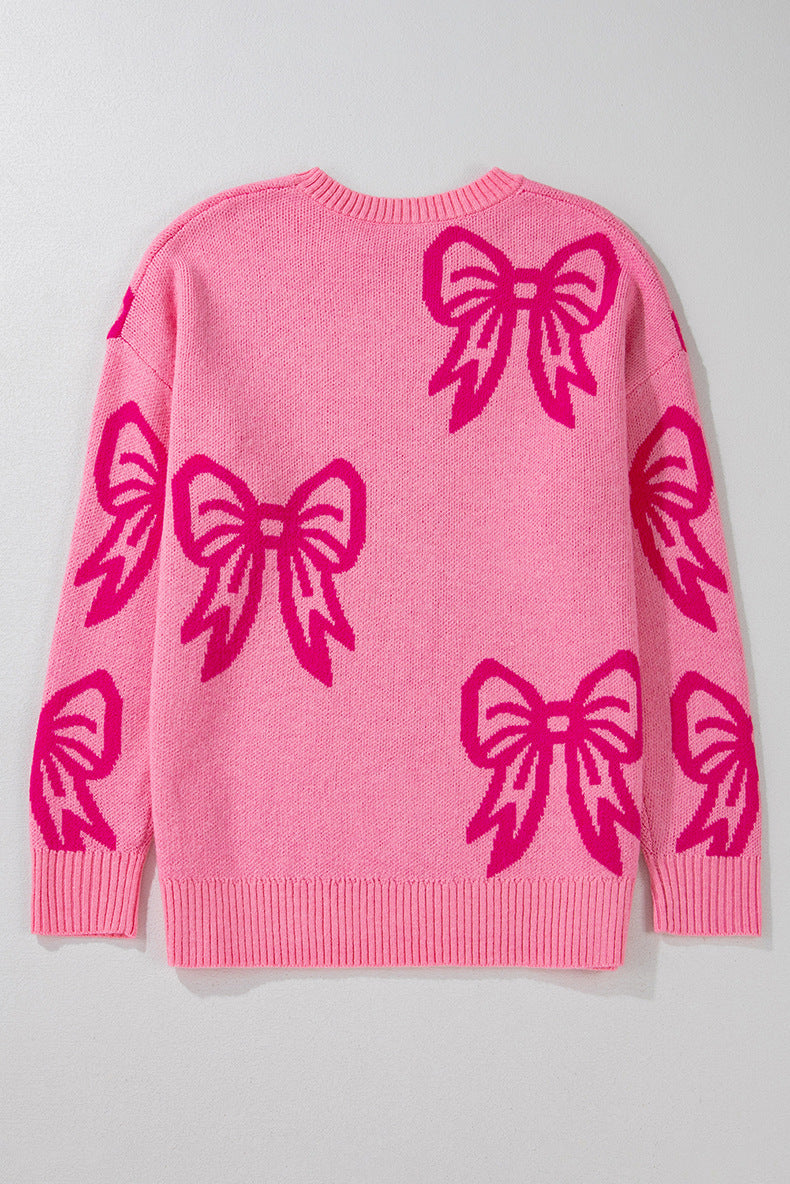 2025 Fall New Women’s Knit Sweater – Trendy Long Sleeve Printed Thick Pullover