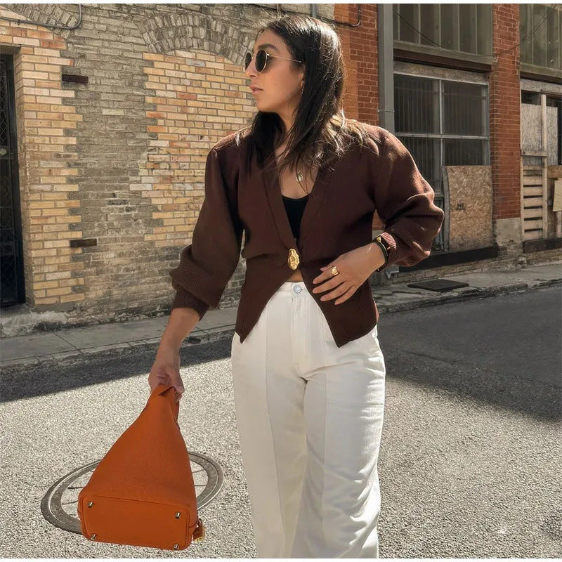 2025 V-Neck Button Knit Cardigan | Women’s Fashion Sweater Pullover