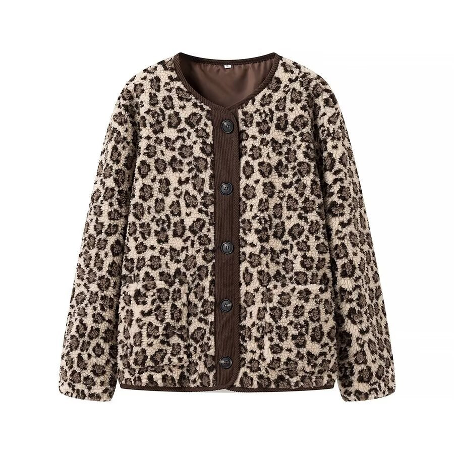Women’s Autumn Winter Leopard Print Jacket | Casual Loose Fit Long Sleeve Outerwear