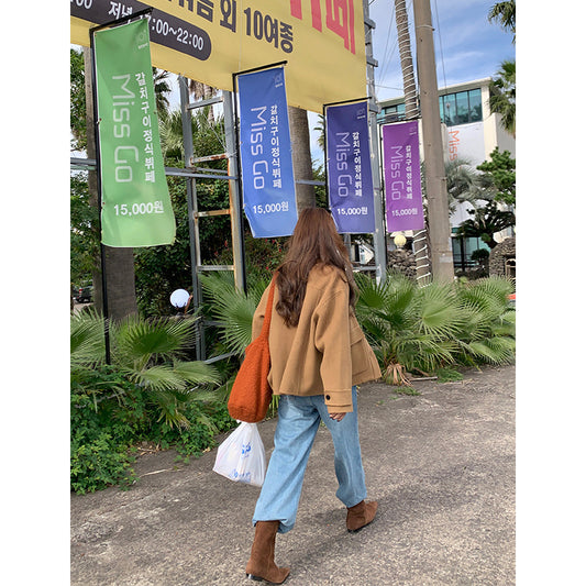 Black Leather & Brown Suede Pointed Toe Mid-Calf Boots | Low Heel Flat Retro Fashion Wide Calf Combat Short Boots for Women