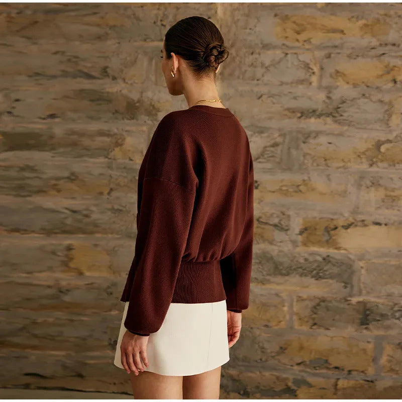 V-Neck Buttoned Knit Cardigan for Women | Stylish & Versatile Long Sleeve Sweater