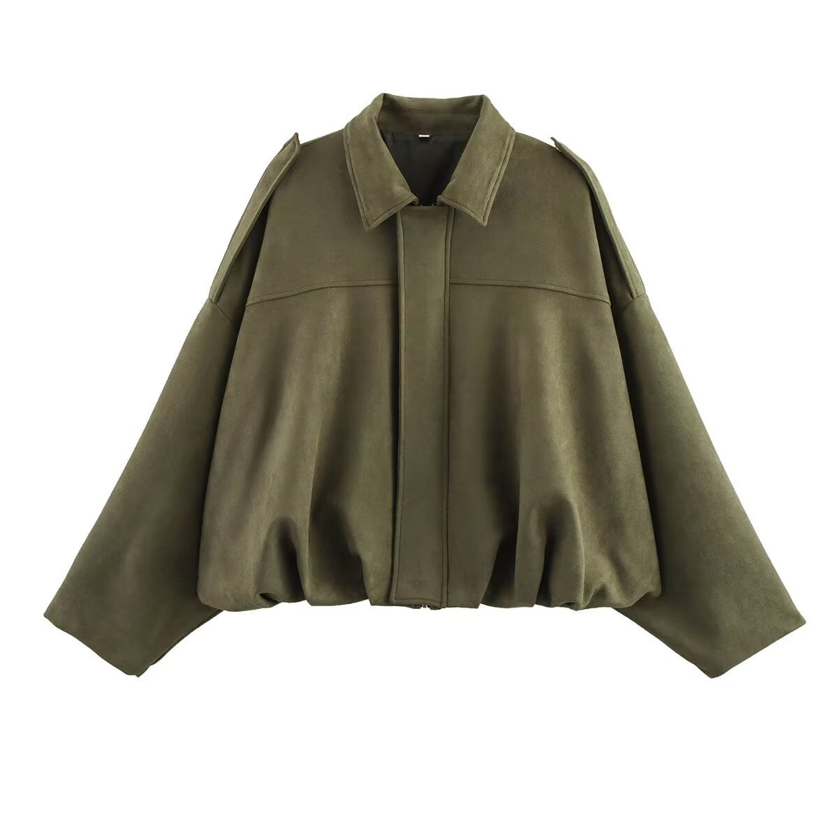 Women’s Suede-Look Bomber Jacket | Casual Turn-Down Collar Flight Jacket · Spring & Autumn