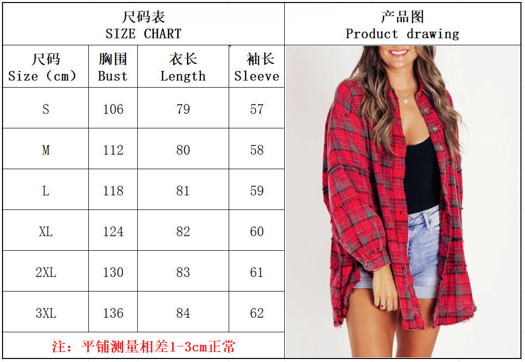 Autumn Fashion Tassel Cardigan | Loose Casual Plaid Shirt for Women